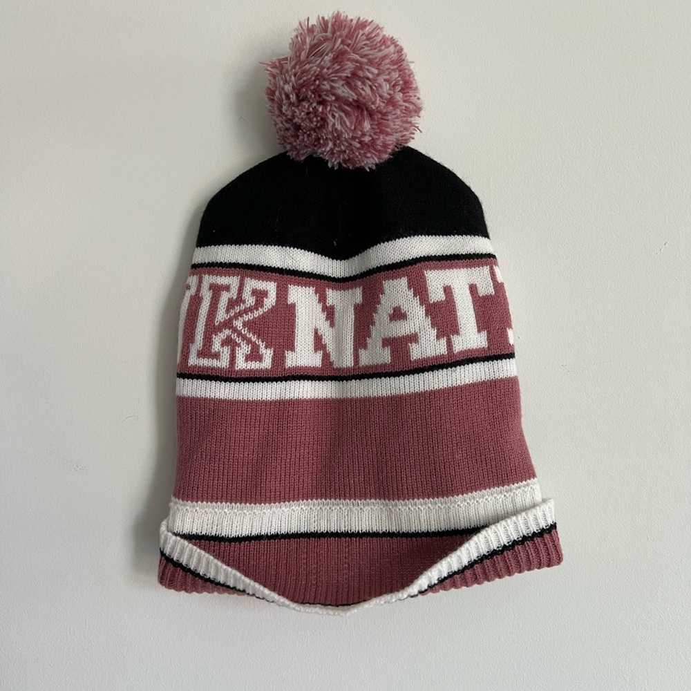 PINK Victoria's Secret Black and Pink Knit Hat